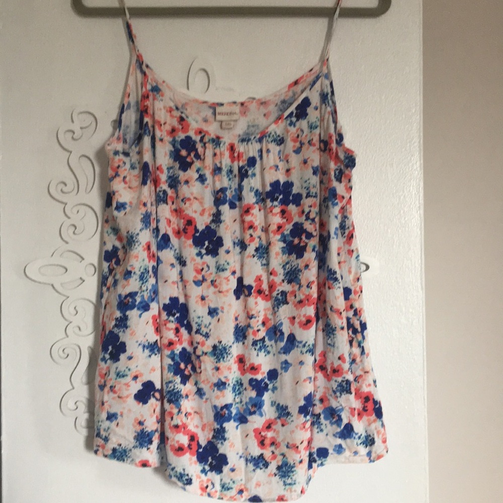 Blue and pink floral tank